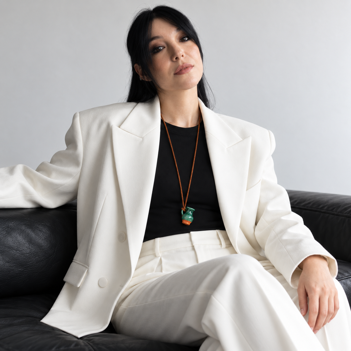 Hlechyk — Green Ceramic Jug Necklace