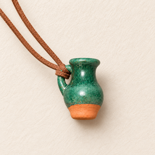 Hlechyk — Green Ceramic Jug Necklace